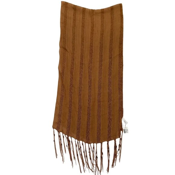 Boho Copper Dreams Beaded Shawl Striped Fringe Wrap by Bijoux Terner Earthy - Picture 9 of 12